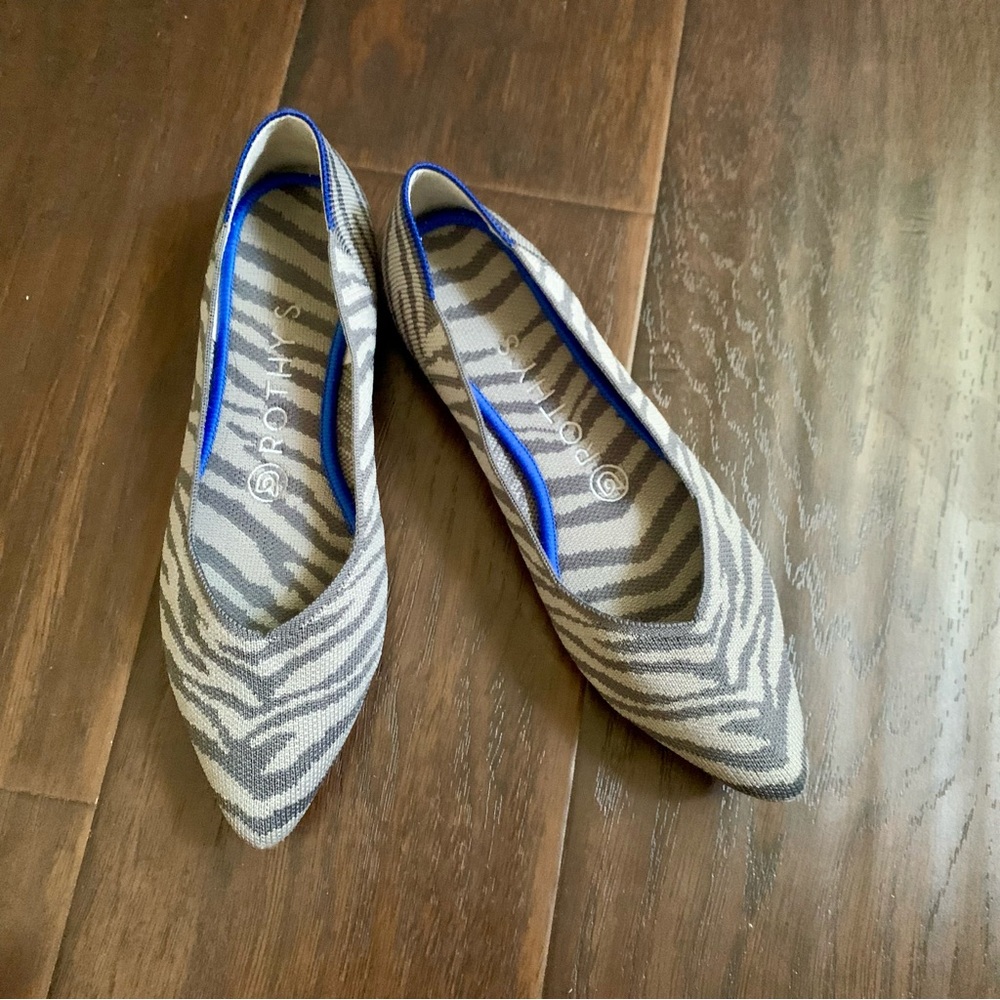 Rothy’s Zebra Grey Printed The Point Flats